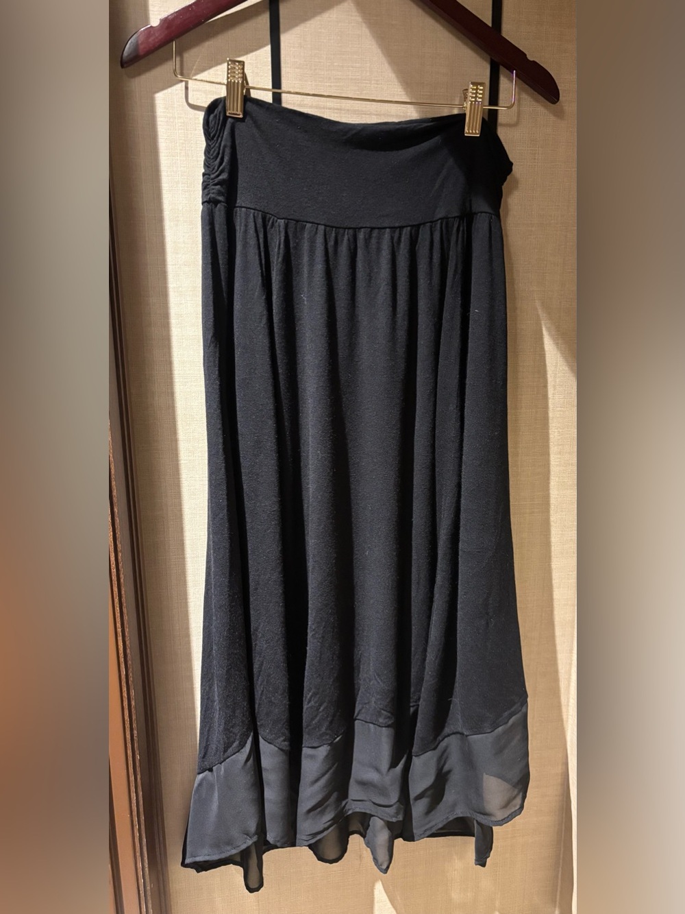 Apt. 9 Black Flowing Midi Skirt with Sheer Hem